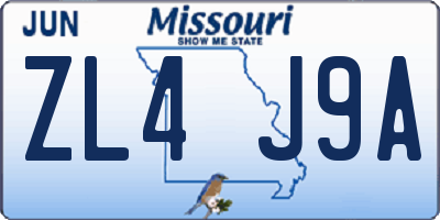 MO license plate ZL4J9A