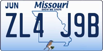 MO license plate ZL4J9B