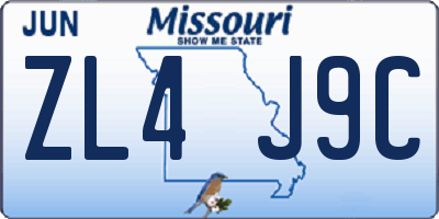 MO license plate ZL4J9C