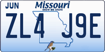 MO license plate ZL4J9E