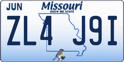 MO license plate ZL4J9I
