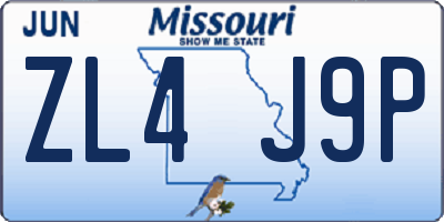 MO license plate ZL4J9P
