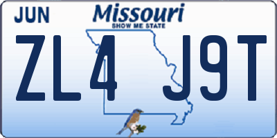 MO license plate ZL4J9T
