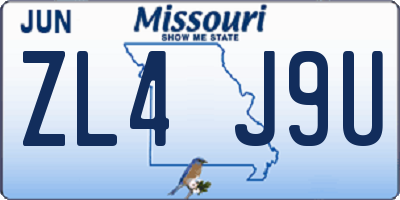 MO license plate ZL4J9U