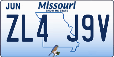 MO license plate ZL4J9V