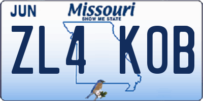 MO license plate ZL4K0B