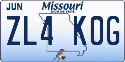 MO license plate ZL4K0G