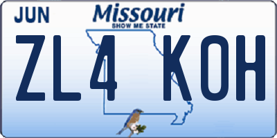MO license plate ZL4K0H