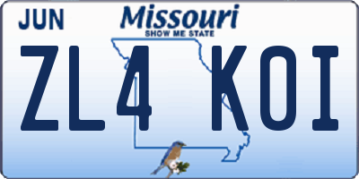 MO license plate ZL4K0I