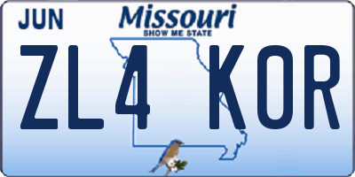 MO license plate ZL4K0R
