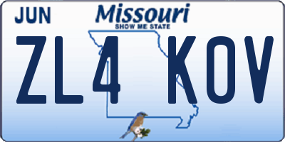 MO license plate ZL4K0V