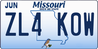 MO license plate ZL4K0W
