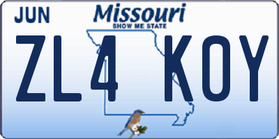 MO license plate ZL4K0Y