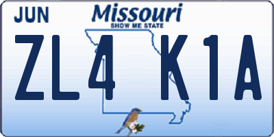 MO license plate ZL4K1A