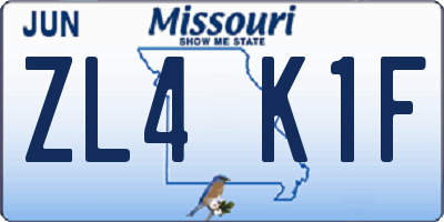 MO license plate ZL4K1F