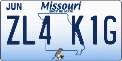 MO license plate ZL4K1G