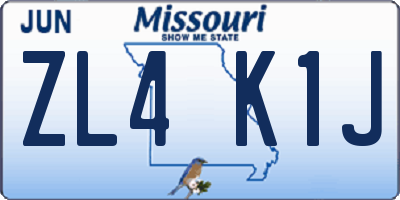 MO license plate ZL4K1J