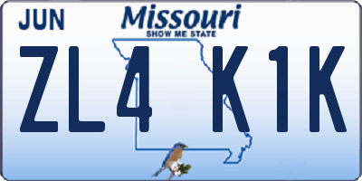 MO license plate ZL4K1K