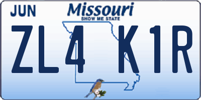 MO license plate ZL4K1R