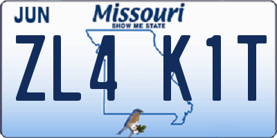 MO license plate ZL4K1T