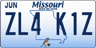 MO license plate ZL4K1Z