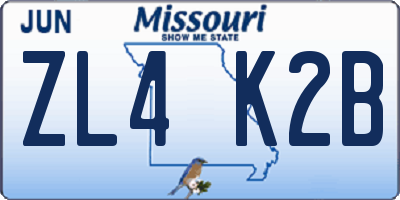 MO license plate ZL4K2B