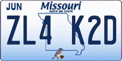 MO license plate ZL4K2D