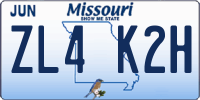 MO license plate ZL4K2H