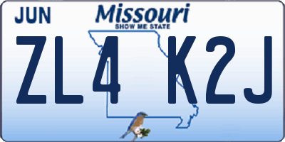 MO license plate ZL4K2J