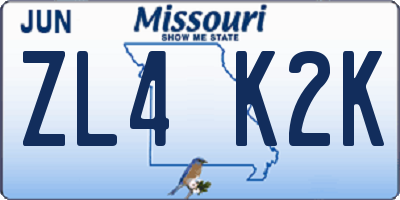 MO license plate ZL4K2K