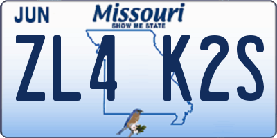 MO license plate ZL4K2S