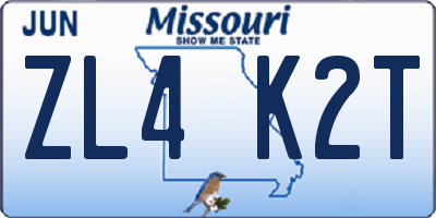 MO license plate ZL4K2T