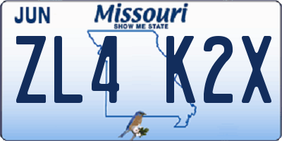 MO license plate ZL4K2X