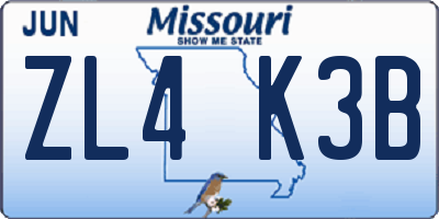 MO license plate ZL4K3B