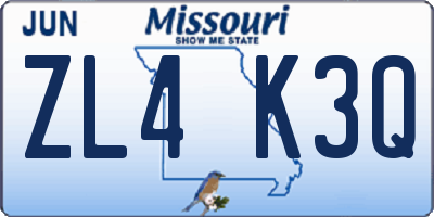 MO license plate ZL4K3Q
