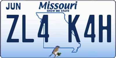 MO license plate ZL4K4H