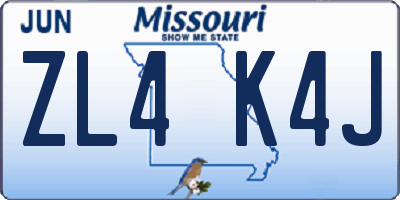 MO license plate ZL4K4J