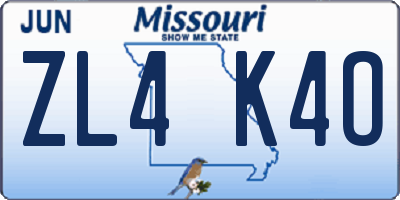MO license plate ZL4K4O