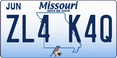 MO license plate ZL4K4Q