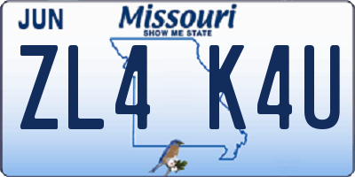 MO license plate ZL4K4U