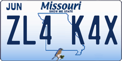 MO license plate ZL4K4X