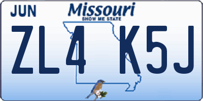 MO license plate ZL4K5J