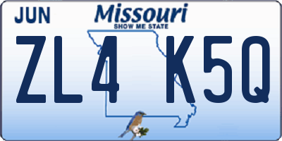 MO license plate ZL4K5Q