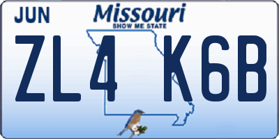 MO license plate ZL4K6B