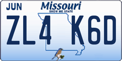 MO license plate ZL4K6D