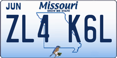 MO license plate ZL4K6L