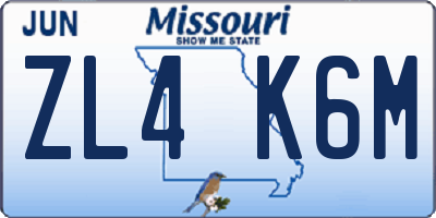 MO license plate ZL4K6M