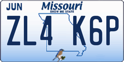 MO license plate ZL4K6P