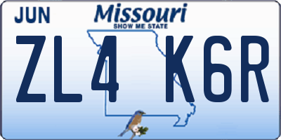 MO license plate ZL4K6R