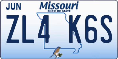 MO license plate ZL4K6S